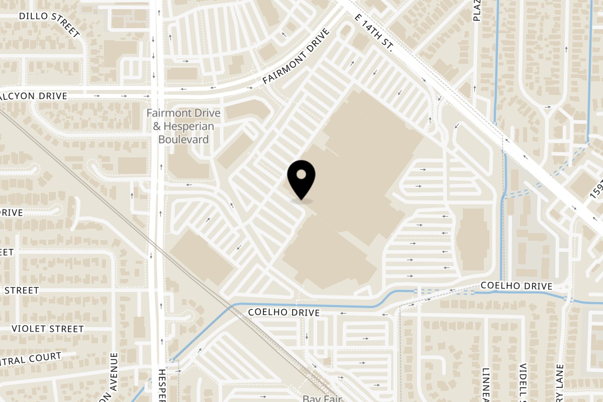 Map showing the location of Istanbul Kitchen on 15555 E 14th St in San Leandro